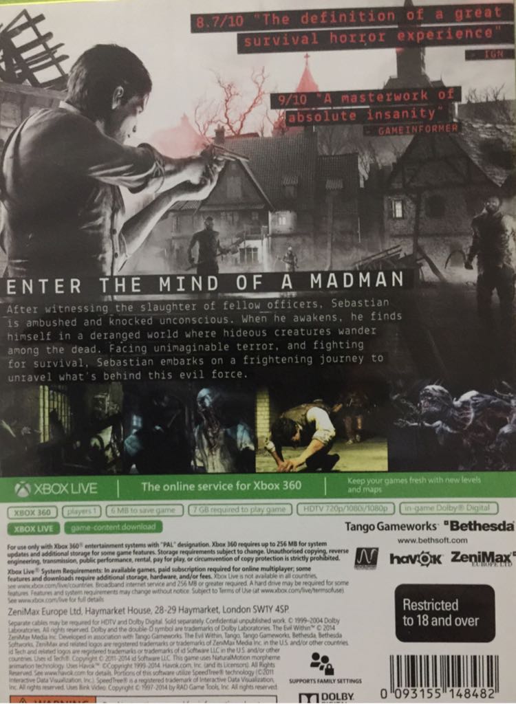 The Evil Within - Microsoft Xbox 360 (Bethesads Software - 1) video game collectible [Barcode 093155148482] - Main Image 2