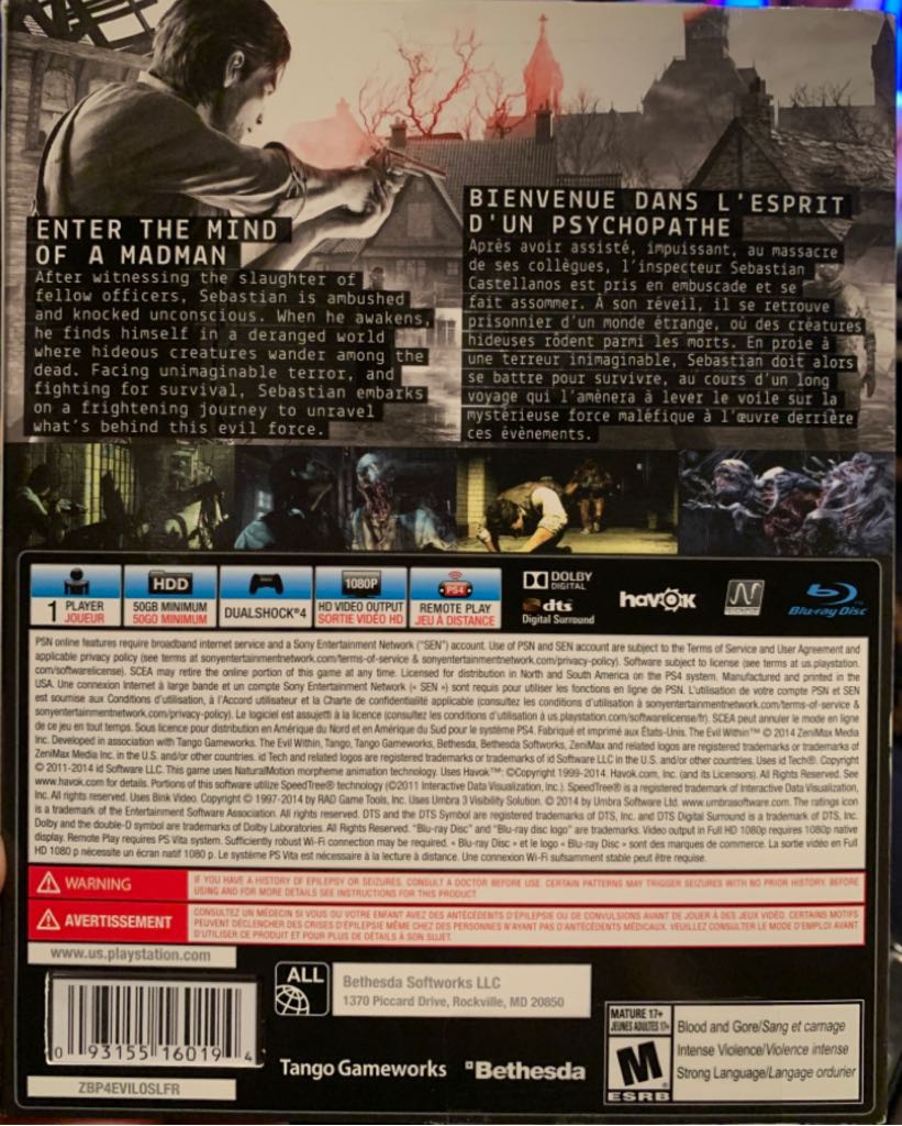 Evil Within - Sony PlayStation 4 (PS4) (Bethesda Softworks - 1) video game collectible [Barcode 093155160194] - Main Image 2