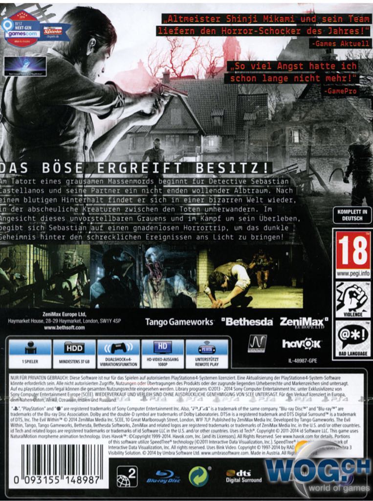 The Evil Within - Sony PlayStation 4 (PS4) (Bethesda Softworks - 1) video game collectible [Barcode 711719500285] - Main Image 2