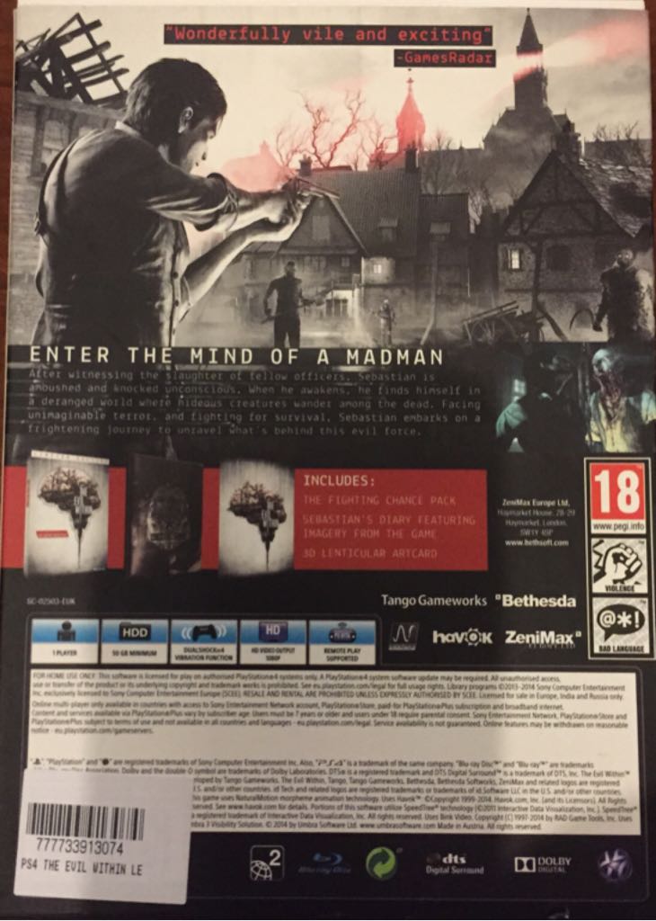 The Evil Within - Sony PlayStation 4 (PS4) (Bethesda Softworks - 1) video game collectible [Barcode 777733913074] - Main Image 2
