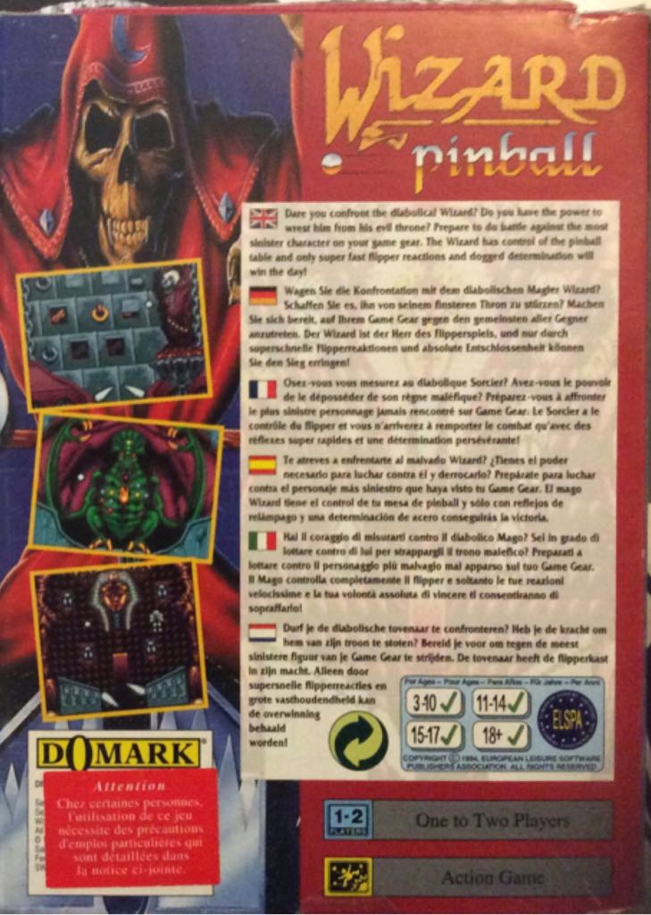 Wizard Pinball - Sega Game Gear (Domark - 1) video game collectible [Barcode 3455192255726] - Main Image 2