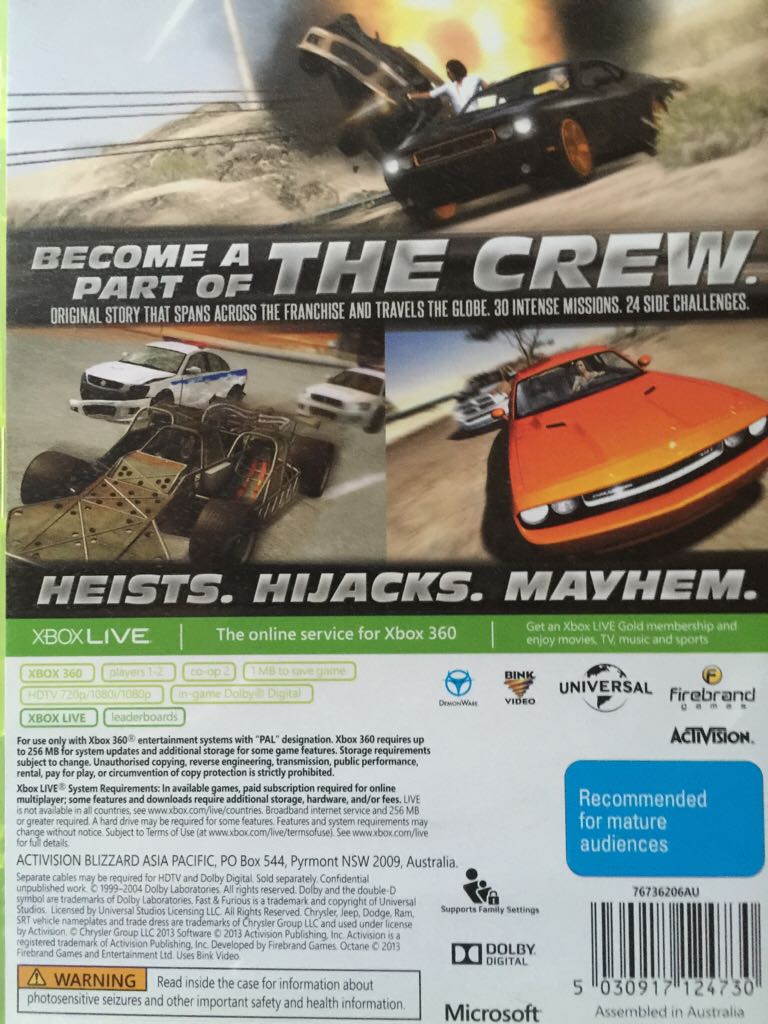 Fast & Furious Showdown - Microsoft Xbox 360 (Activision) video game collectible [Barcode 5030917124730] - Main Image 2
