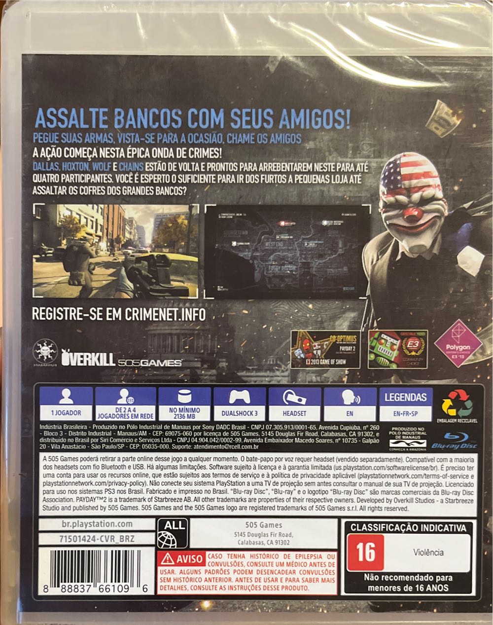 Jogo - Sony - PS3 - Payday 2 - Sony PlayStation 3 (PS3) video game collectible [Barcode 888837661096] - Main Image 2