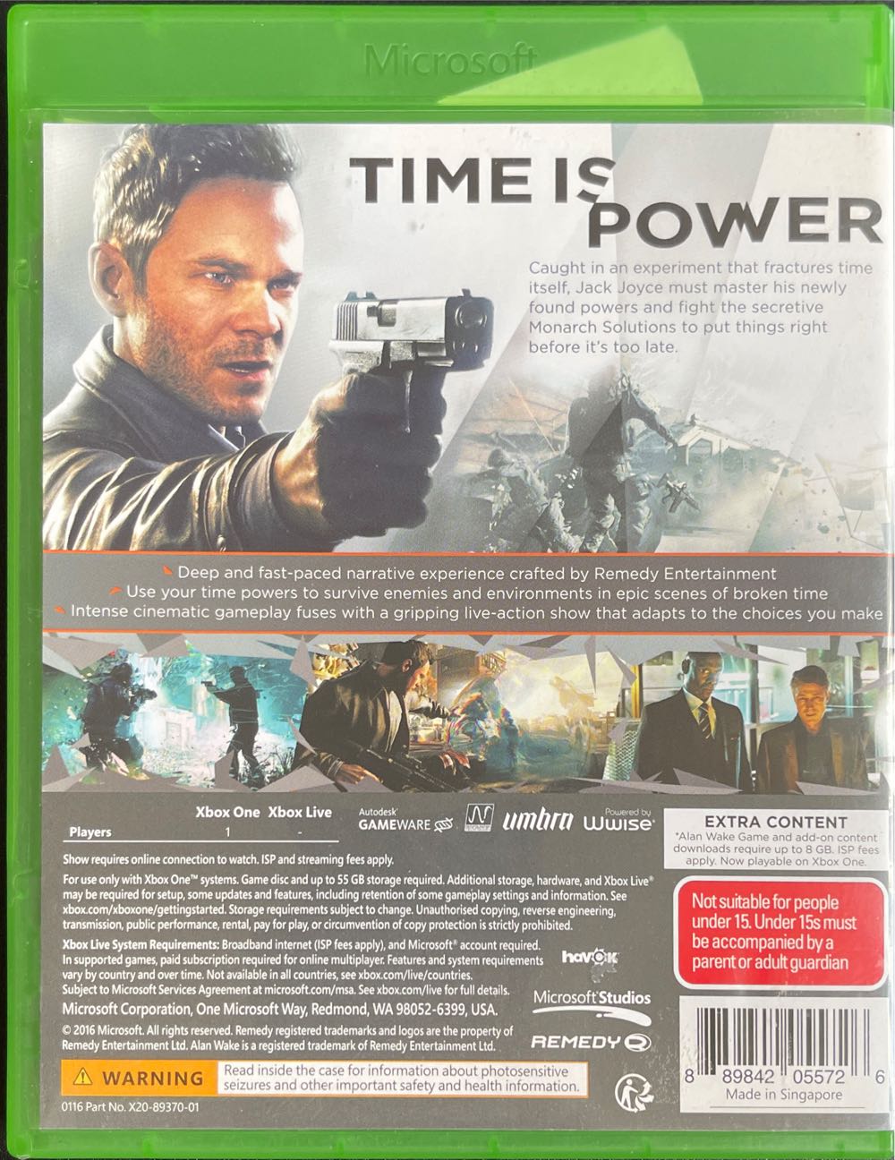 Quantum Break - Microsoft Xbox One (Microsft Studios - 1) video game collectible [Barcode 889842055726] - Main Image 2