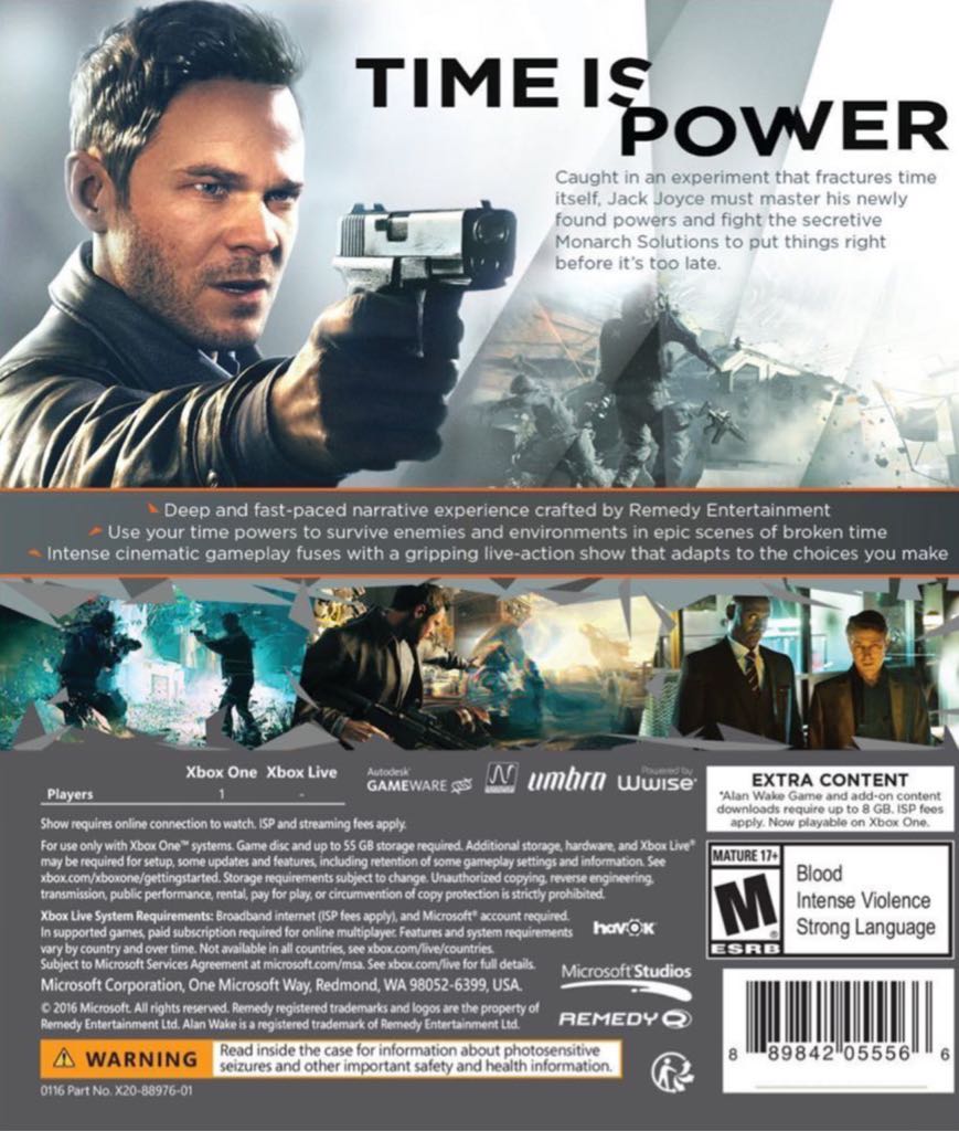 Quantum Break - Microsoft Xbox One (Remedy Entertainement - 1) video game collectible [Barcode 889842056655] - Main Image 2