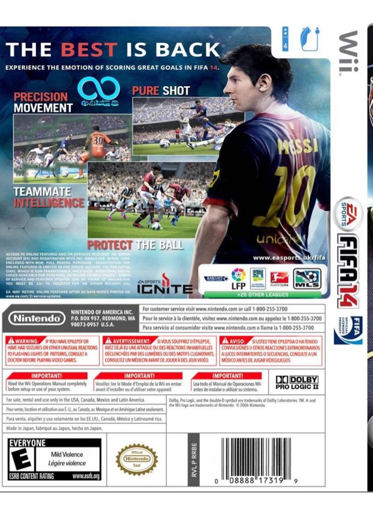 FIFA 14: Legacy Edition - Nintendo Wii (EA Swiss - 1-4) video game collectible [Barcode 5035223112167] - Main Image 2
