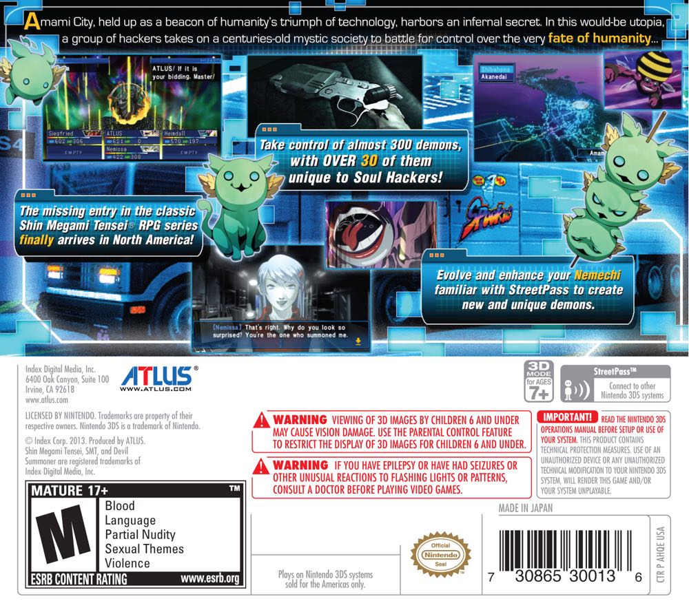 Shin Megami Tensei: Devil Summoner - Soul Hackers - Nintendo 3DS (Atlus - 1) video game collectible - Main Image 2