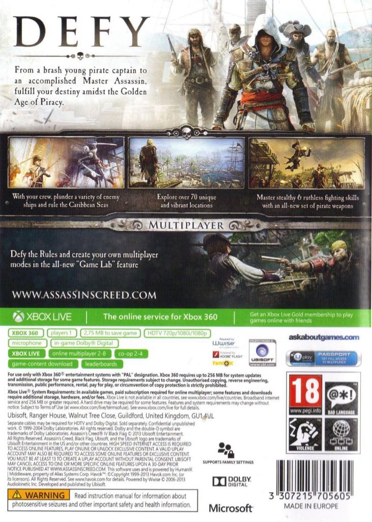 Assasins Creed 4 Black Flag - Microsoft Xbox 360 video game collectible - Main Image 2