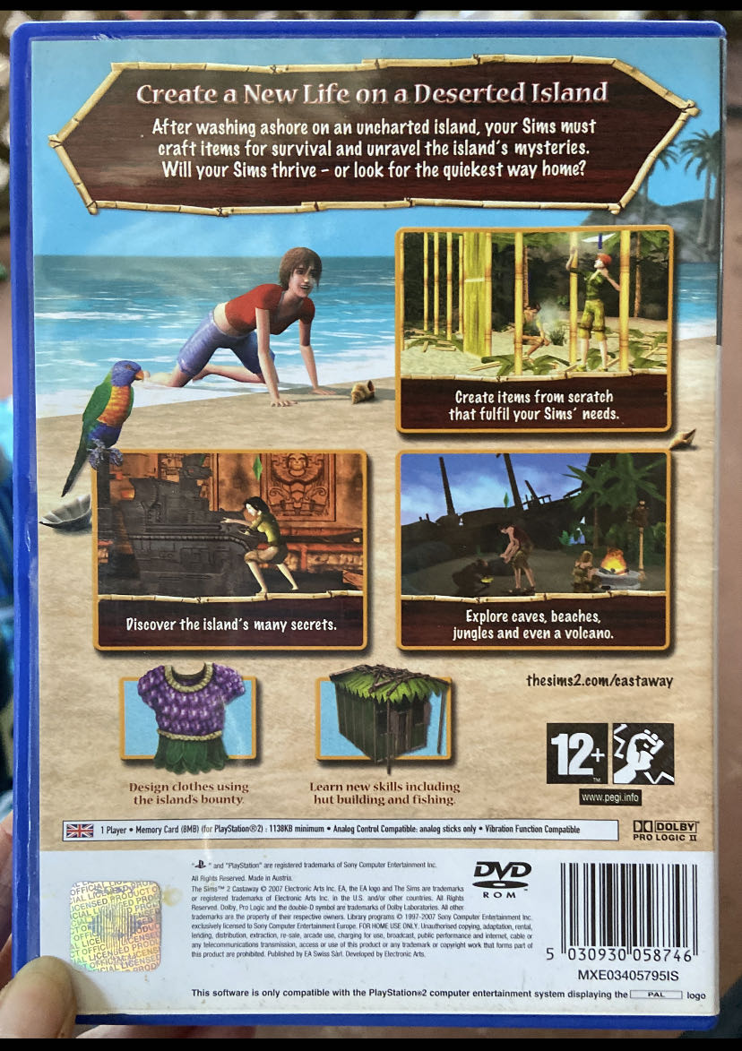 Sims 2: Castaway, The - Sony PlayStation 2 (PS2) (Electronic Arts - 1) video game collectible [Barcode 5030930058746] - Main Image 3