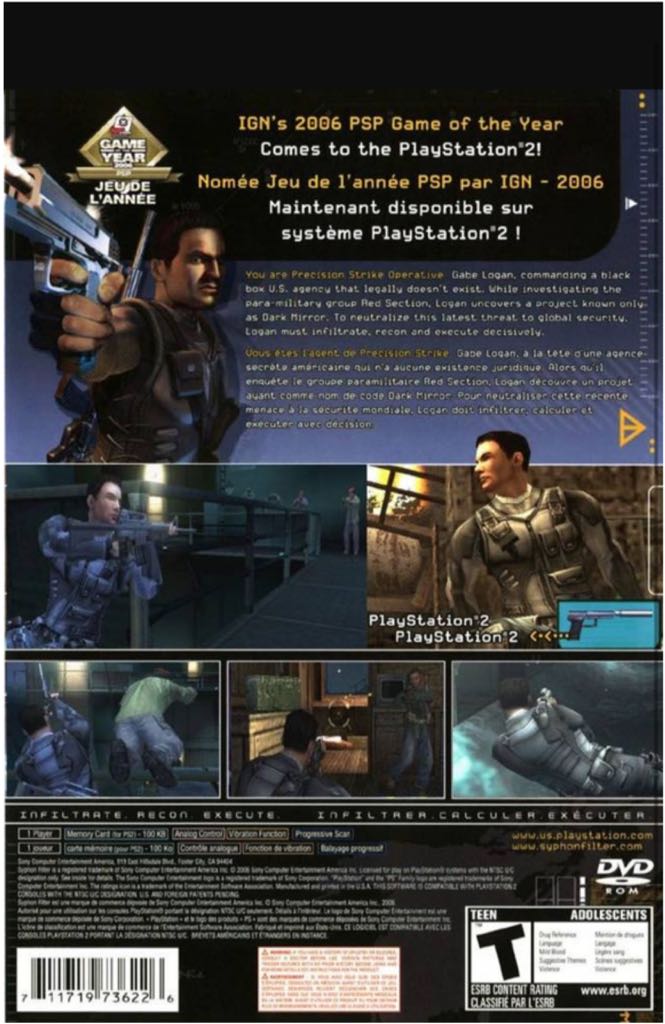 Syphon Filter: Logan’s Shadow - Sony PlayStation 2 (PS2) (Sony Computer Entertainment - 1) video game collectible [Barcode 711719758426] - Main Image 2