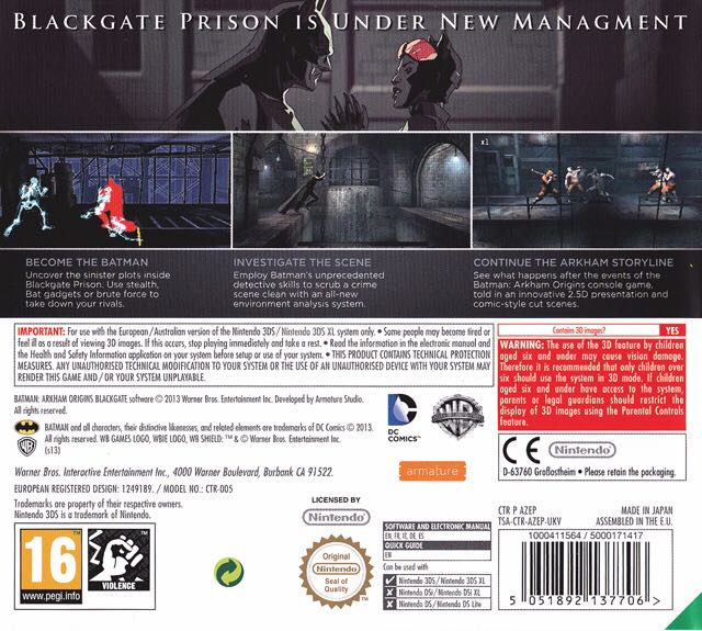 Batman: Arkham Origins Blackgate - Nintendo 3DS (1) video game collectible - Main Image 2