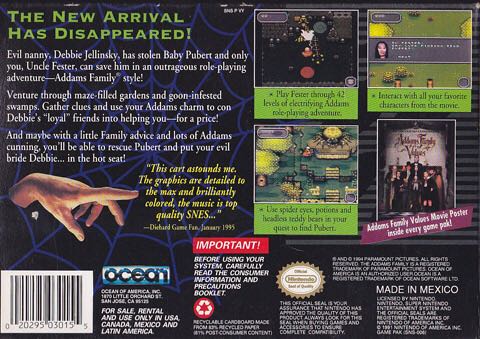 The Addams Family Values - Nintendo Super Nintendo Entertainment System (SNES) video game collectible - Main Image 2