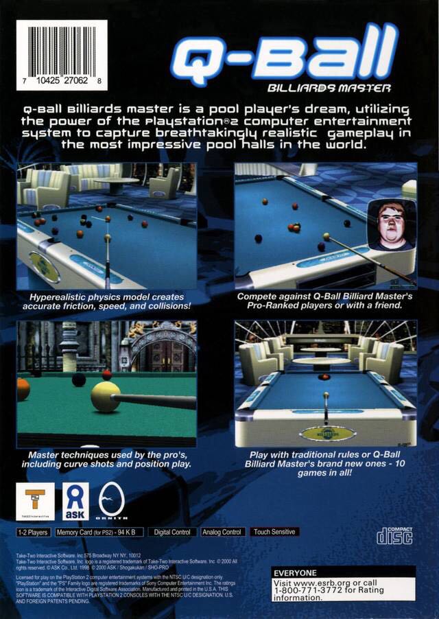Q-Ball: Billiards Master - Sony PlayStation 2 (PS2) (Take Two Interactive - 2) video game collectible [Barcode 710425270628] - Main Image 2