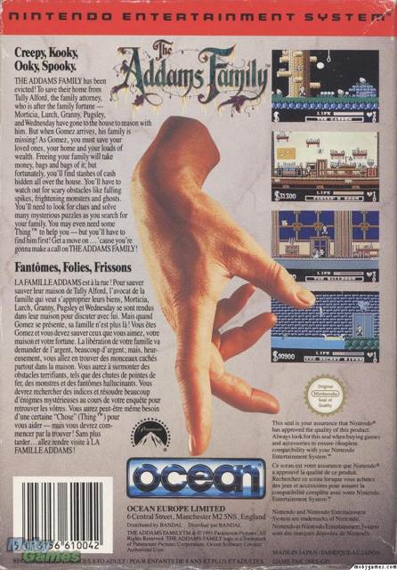 The Addams Family - Nintendo Entertainment System (NES) (Ocean - 1) video game collectible [Barcode 5013156610042] - Main Image 2