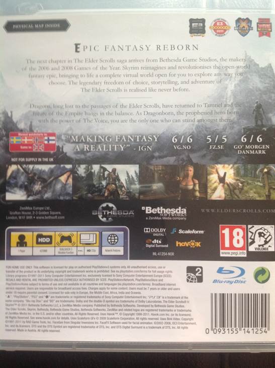 The Elder Scrolls 5: Skyrim (Legendary Edition) - Sony PlayStation 3 (PS3) (Bethesda - 1) video game collectible [Barcode 093155141254] - Main Image 2