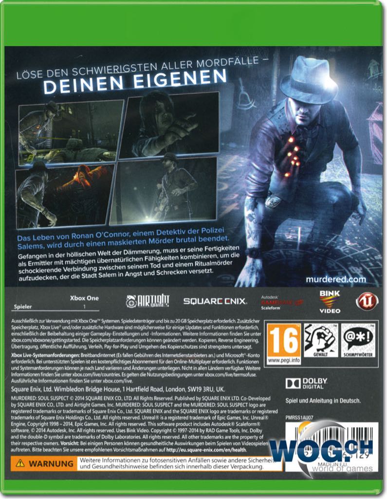 Murdered: Soul Suspect - Microsoft Xbox One (Disney / Square Enix - 1) video game collectible [Barcode 5021290063136] - Main Image 2