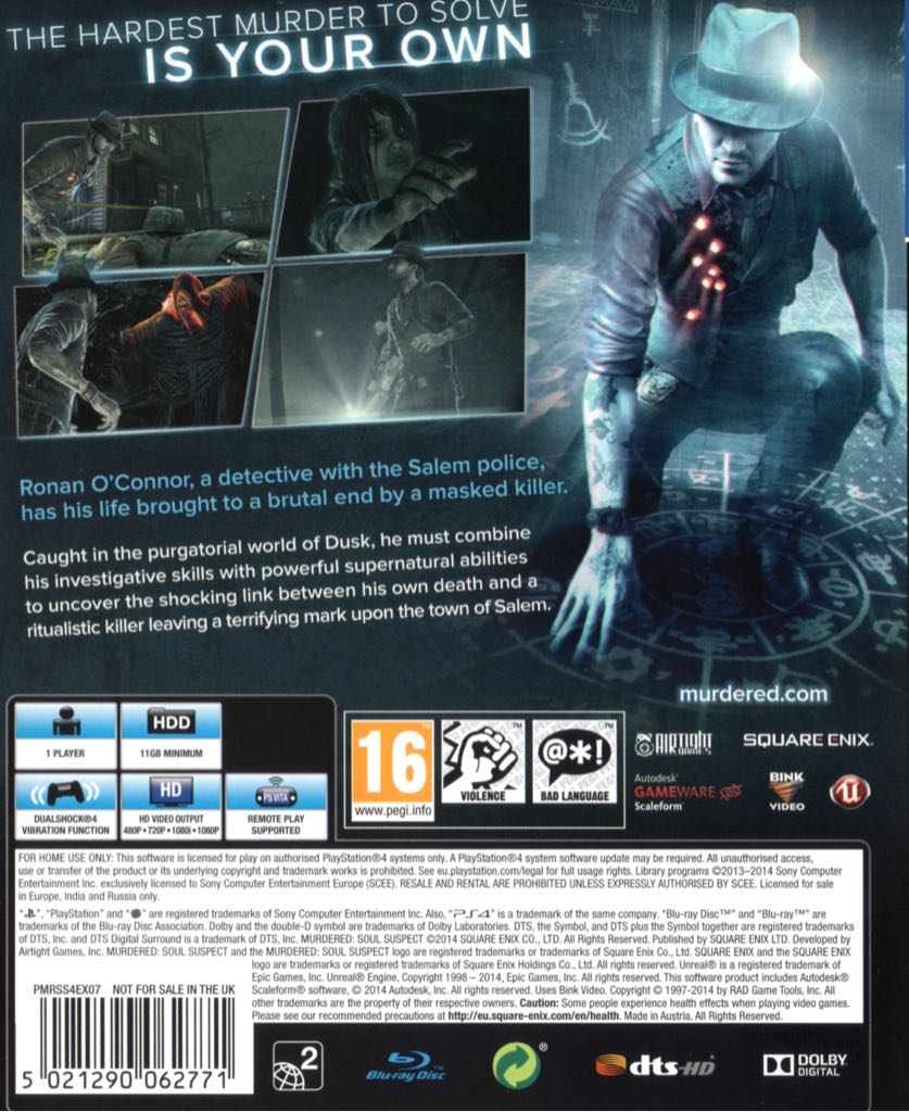 Murdered: Soul Suspect - Limited Edition - Sony PlayStation 4 (PS4) (Square Enix - 1) video game collectible [Barcode 5021290063549] - Main Image 2