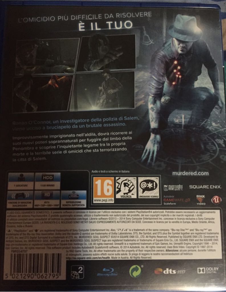 Murdered: Soul Suspect - Sony PlayStation 4 (PS4) (Square Enix - 1) video game collectible [Barcode 662248914541] - Main Image 2