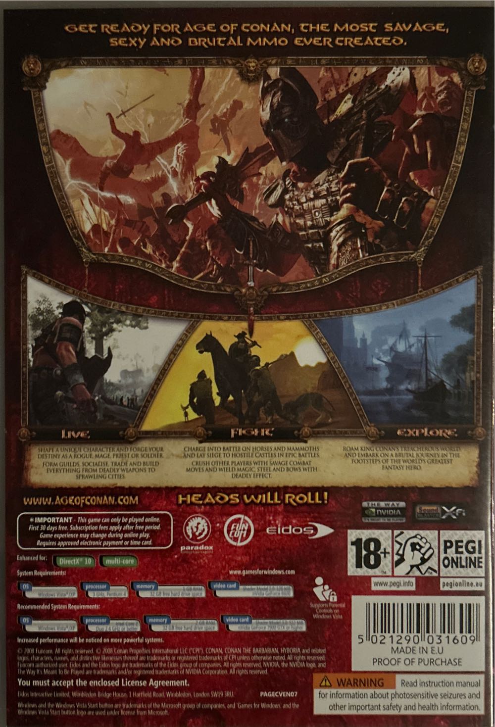 Age Of Conan Hyborian Adventures - PC (Eidos Interactive - Unlimited) video game collectible [Barcode 5021290031609] - Main Image 2