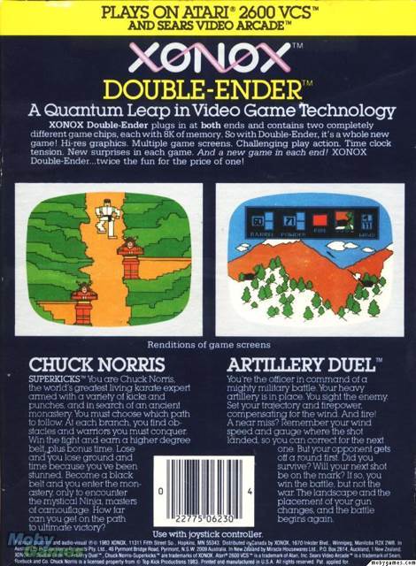 Chuck Norris: Superkicks/ Artillery Duel - Atari 2600 (Xonox) video game collectible - Main Image 2