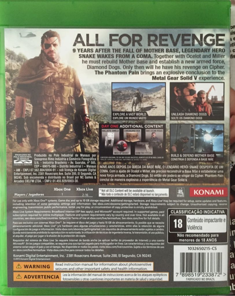 Metal Gear Solid V - The Phantom Pain - Microsoft Xbox One (Konami - 1) video game collectible [Barcode 7898519233872] - Main Image 2