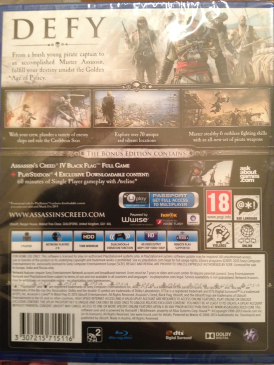 Assassin’s Creed IV: Black Flag - Sony PlayStation 4 (PS4) (Ubisoft - 1) video game collectible [Barcode 3307215715116] - Main Image 2