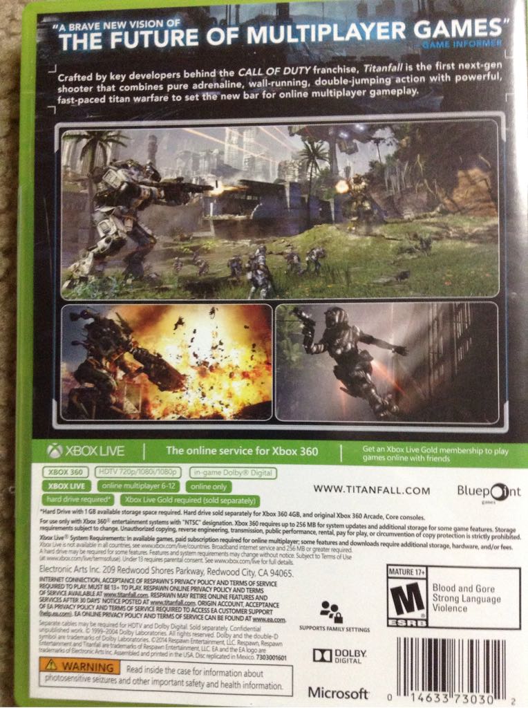 Titanfall - Microsoft Xbox 360 (Respawn Entertainment - 1) video game collectible [Barcode 014633730302] - Main Image 2