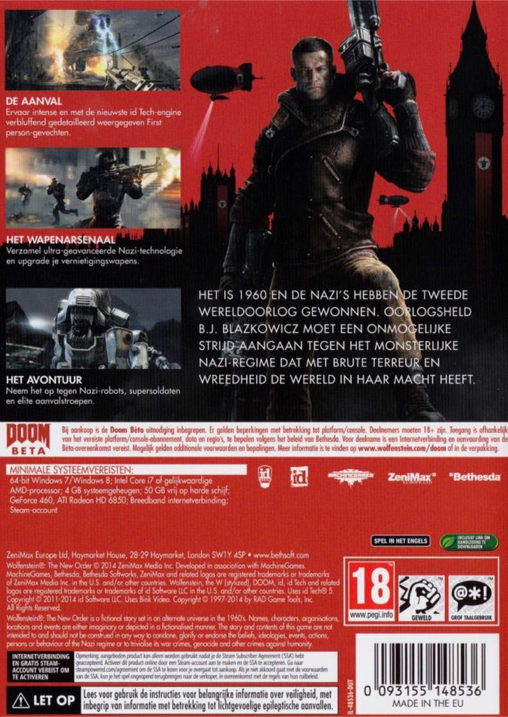 Wolfenstein: The New Order - Sony PlayStation 4 (PS4) (Bethesda Softworks LLC - 1) video game collectible [Barcode 0093155149168] - Main Image 2