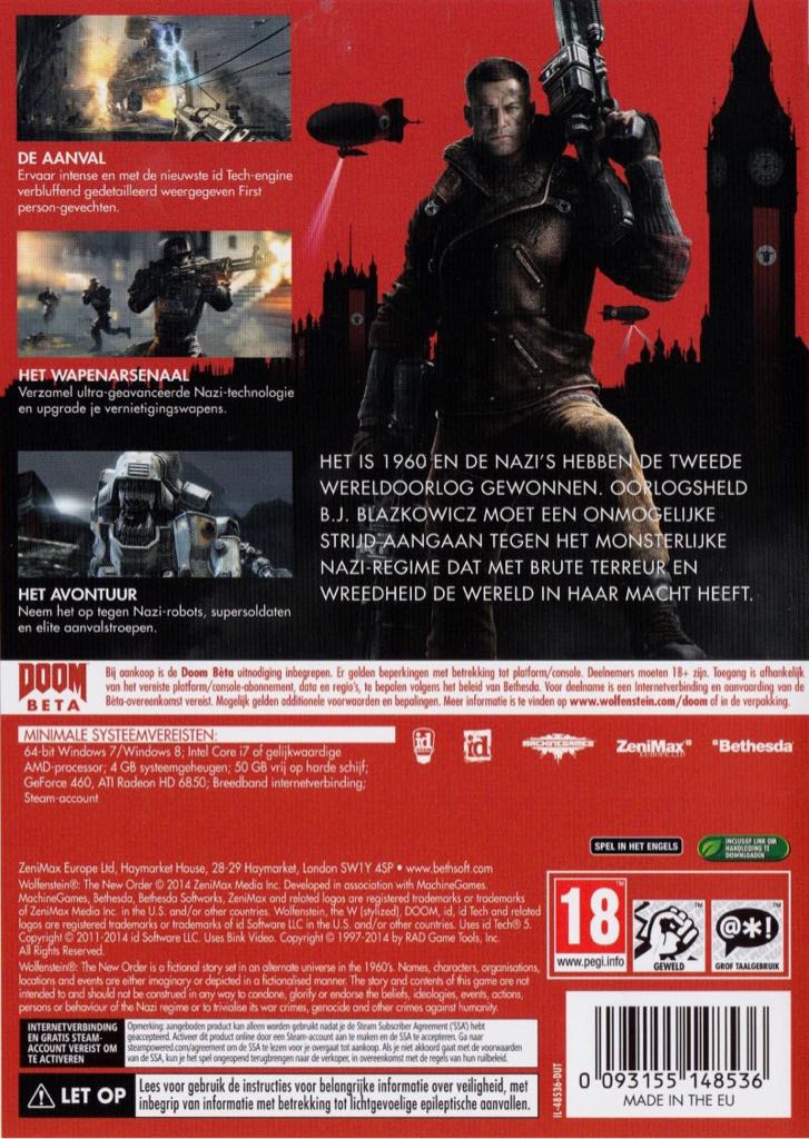 Wolfenstein: The New Order - Sony PlayStation 3 (PS3) (Bethesda - 1) video game collectible [Barcode 093155148659] - Main Image 2