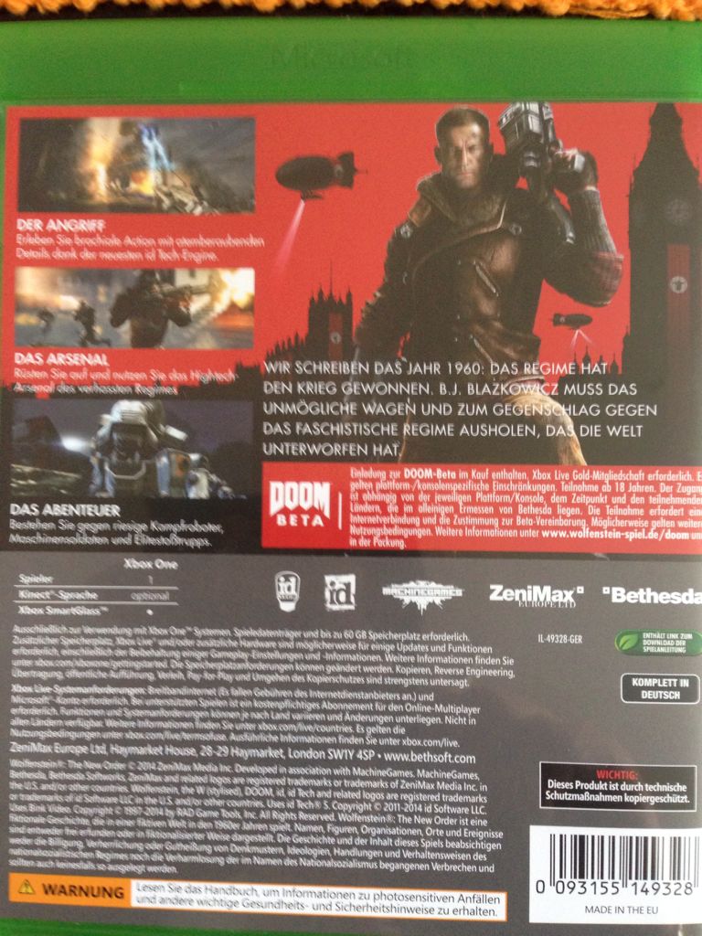 Wolfenstein: The New Order - Microsoft Xbox One (Bethedesa - 1) video game collectible [Barcode 093155149328] - Main Image 2