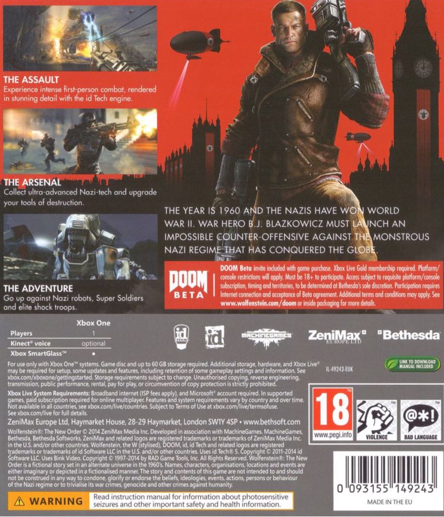 Wolfenstein: The New Order - Sony PlayStation 4 (PS4) (Bethedesa - 1) video game collectible - Main Image 2