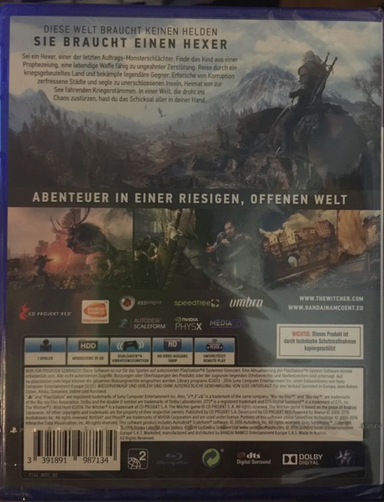 The Witcher 3: Wild Hunt - Sony PlayStation 4 (PS4) (Bandai Namco) video game collectible [Barcode 3391891987134] - Main Image 2