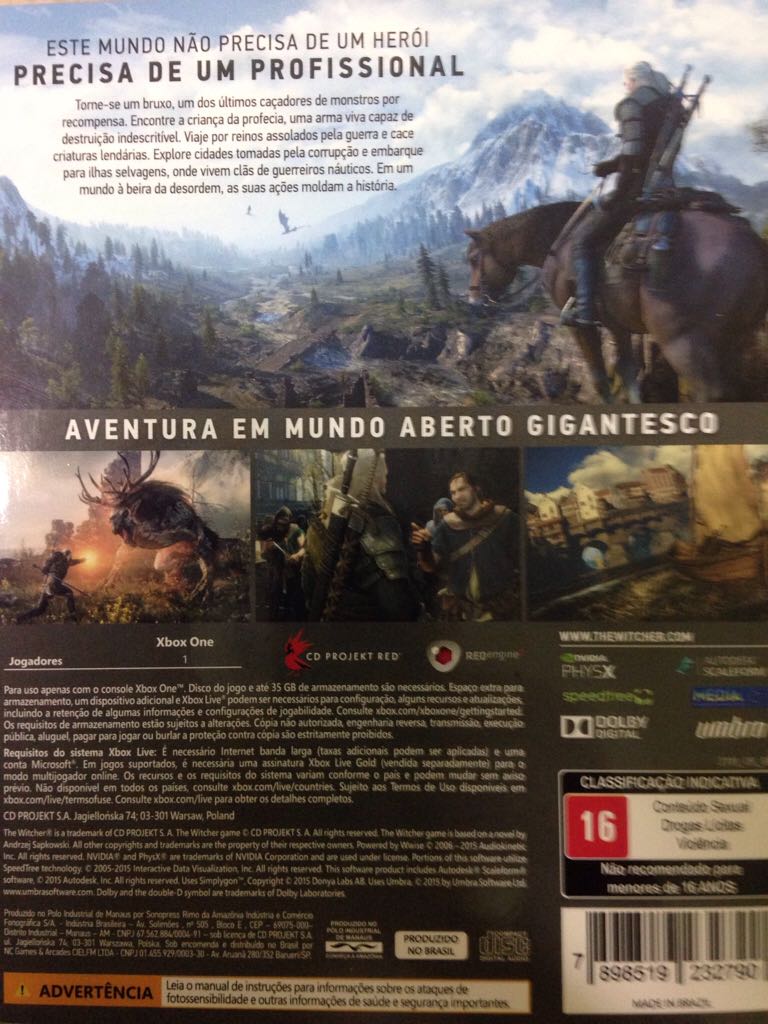 The Witcher 3: Wild Hunt - Microsoft Xbox One (Warner Bros Games - 1) video game collectible [Barcode 7898519232790] - Main Image 2