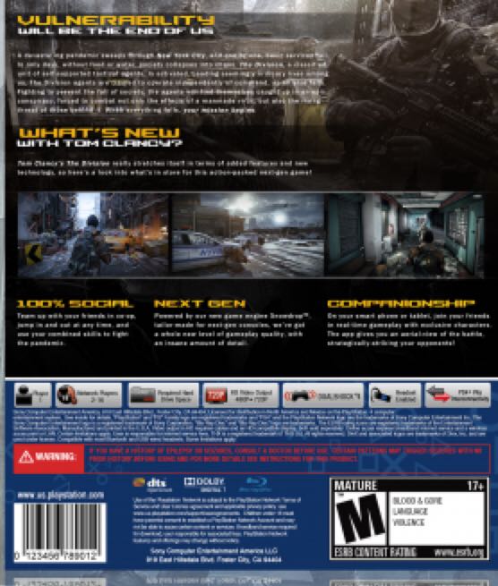 Tom Clancy’s The Division- GOLD EDITION  - Sony PlayStation 4 (PS4) (Ubisoft - 1) video game collectible - Main Image 2