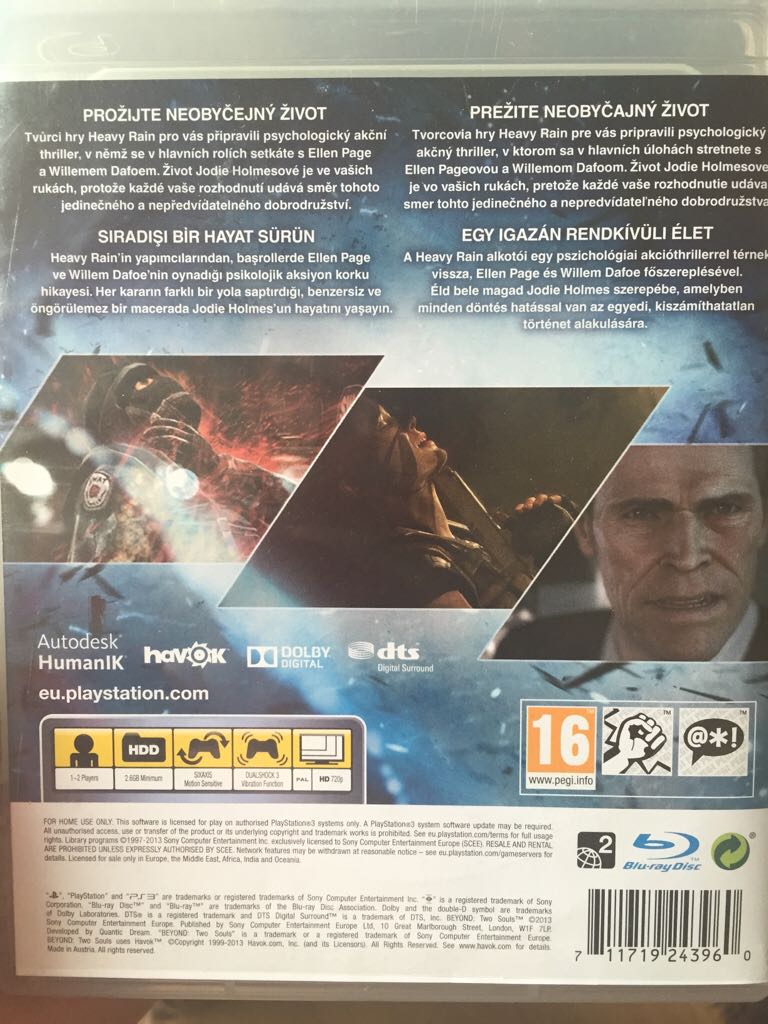 Beyond Two Souls - Sony PlayStation 3 (PS3) (CCP / Sony Computer Entertainment) video game collectible [Barcode 711719243960] - Main Image 2