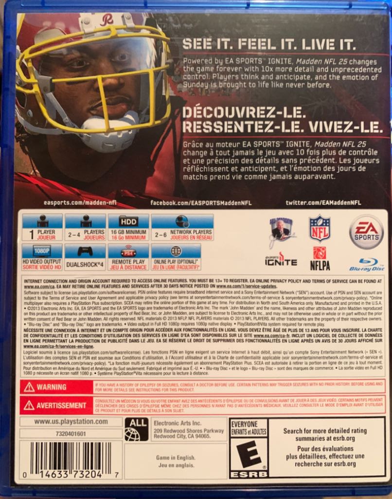 Madden NFL 25 - Sony PlayStation 4 (PS4) (EA Games/EA Sports - 1-4) video game collectible [Barcode 014633732047] - Main Image 2