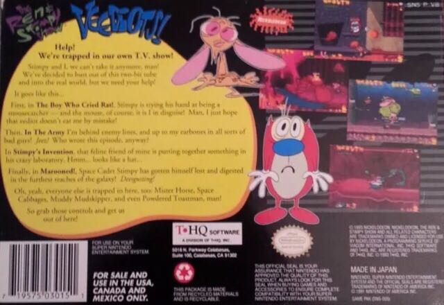 The Ren And Stimpy Show Veediots - Nintendo Super Nintendo Entertainment System (SNES) (Thq Software) video game collectible - Main Image 2