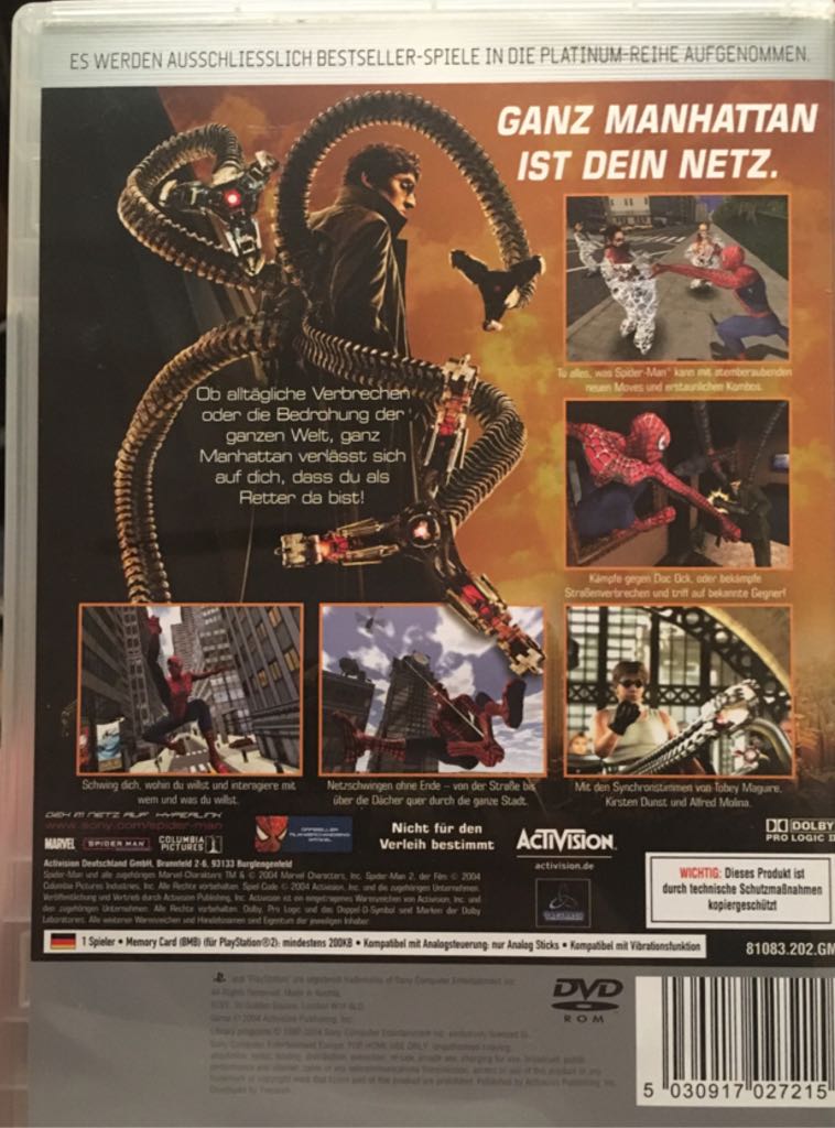 Spider-Man 2 - Sony PlayStation 2 (PS2) video game collectible [Barcode 5030917027215] - Main Image 2
