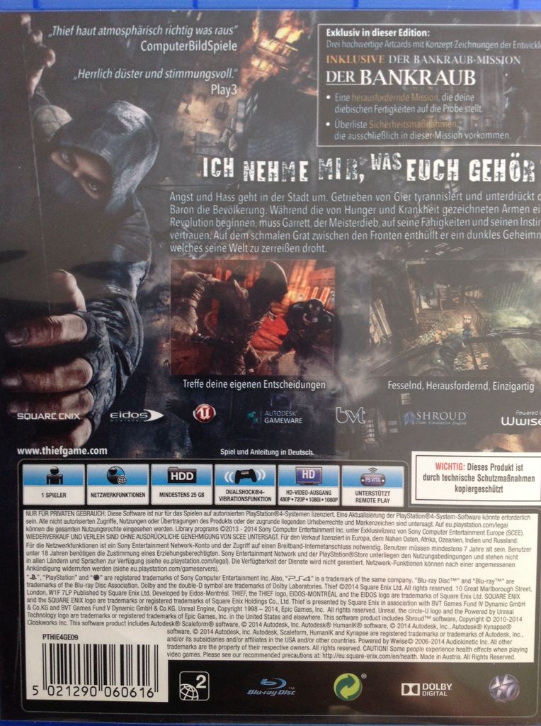 Thief - Sony PlayStation 4 (PS4) (Sqaure Enix - 1) video game collectible [Barcode 5021290060616] - Main Image 2