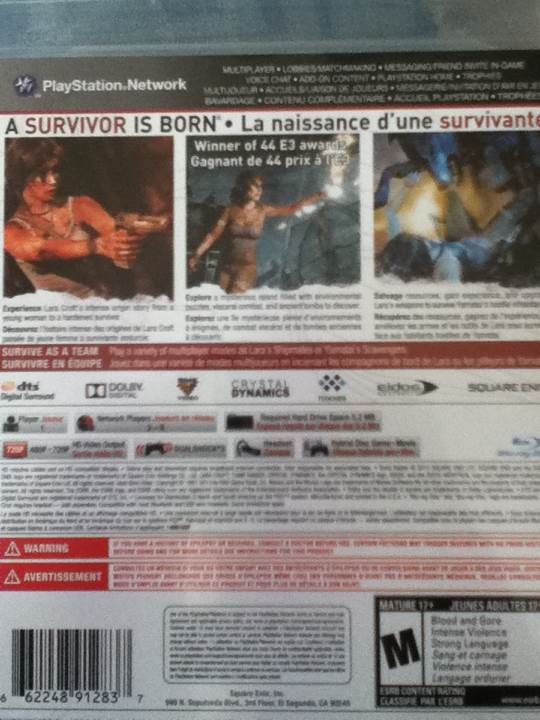 Tomb Raider - Survival Edition - Sony PlayStation 3 (PS3) (Square Enix - 1) video game collectible [Barcode 5021290054929] - Main Image 2