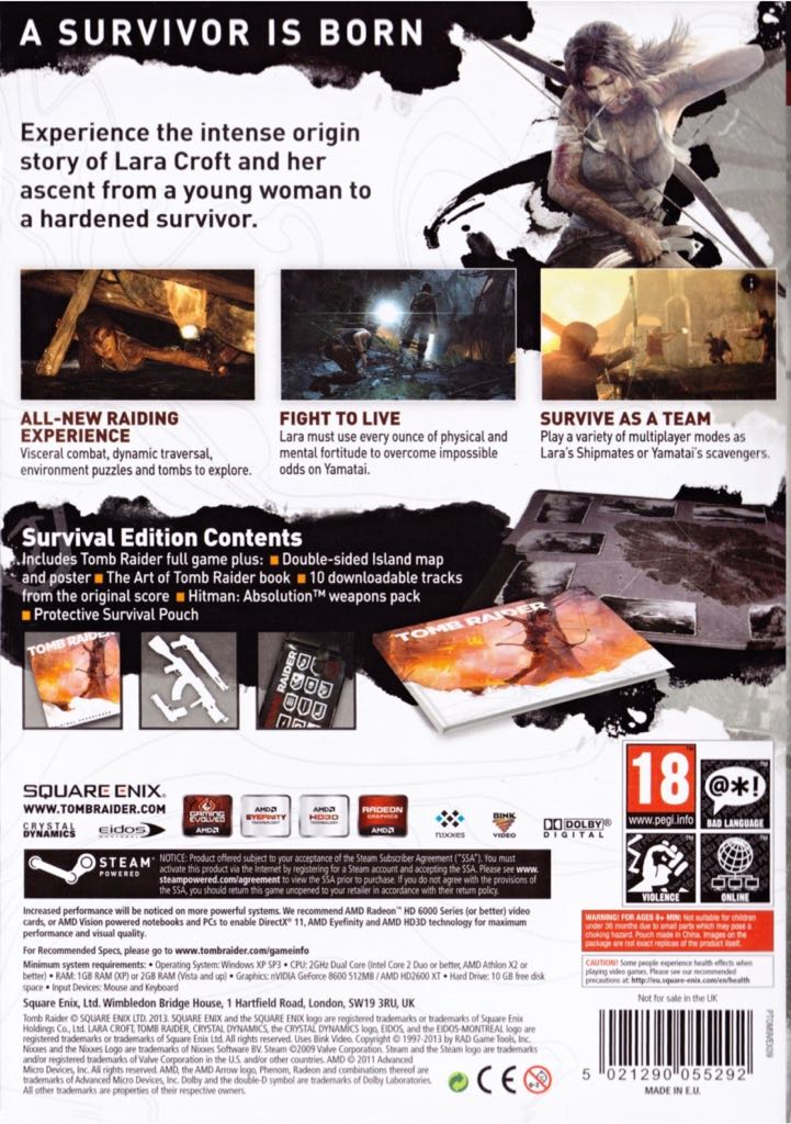 Tomb Raider: Survival Edition - Microsoft Xbox 360 (Square Enix - 1) video game collectible [Barcode 5021290054271] - Main Image 2