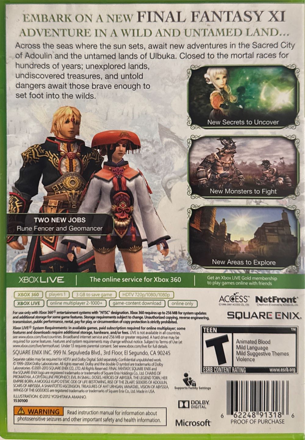 Final Fantasy XI - Online - Seekers Of Adoulin - Microsoft Xbox 360 (Square Enix - 1) video game collectible [Barcode 662248913186] - Main Image 2