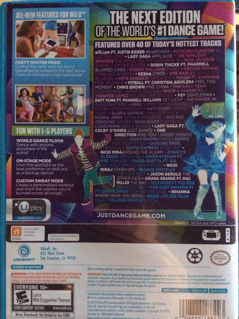 Just Dance 2014 - Nintendo Wii U (Ubisoft - 4) video game collectible [Barcode 008888188223] - Main Image 2