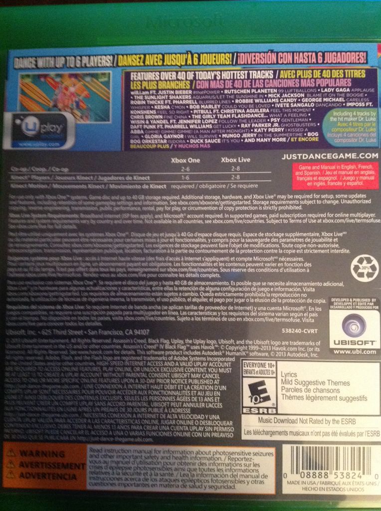 Just Dance 2014 - Microsoft Xbox One (Ubisoft - 1-6) video game collectible [Barcode 008888538240] - Main Image 2