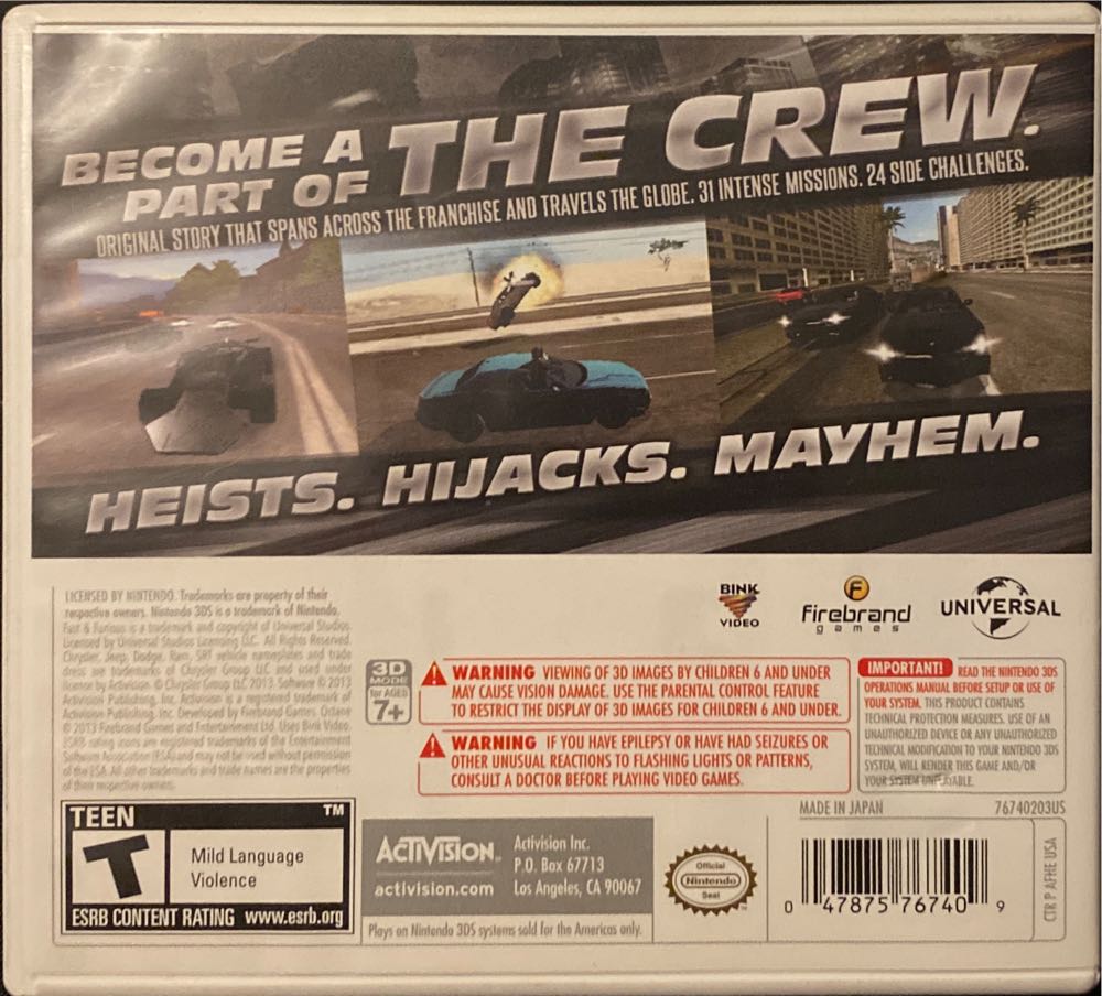 Fast & Furious: Showdown - Nintendo 3DS (Activision) video game collectible [Barcode 047875767409] - Main Image 2