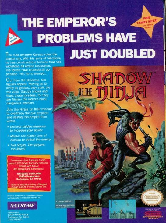 Shadow Of The Ninj - Nintendo Entertainment System (NES) video game collectible - Main Image 2