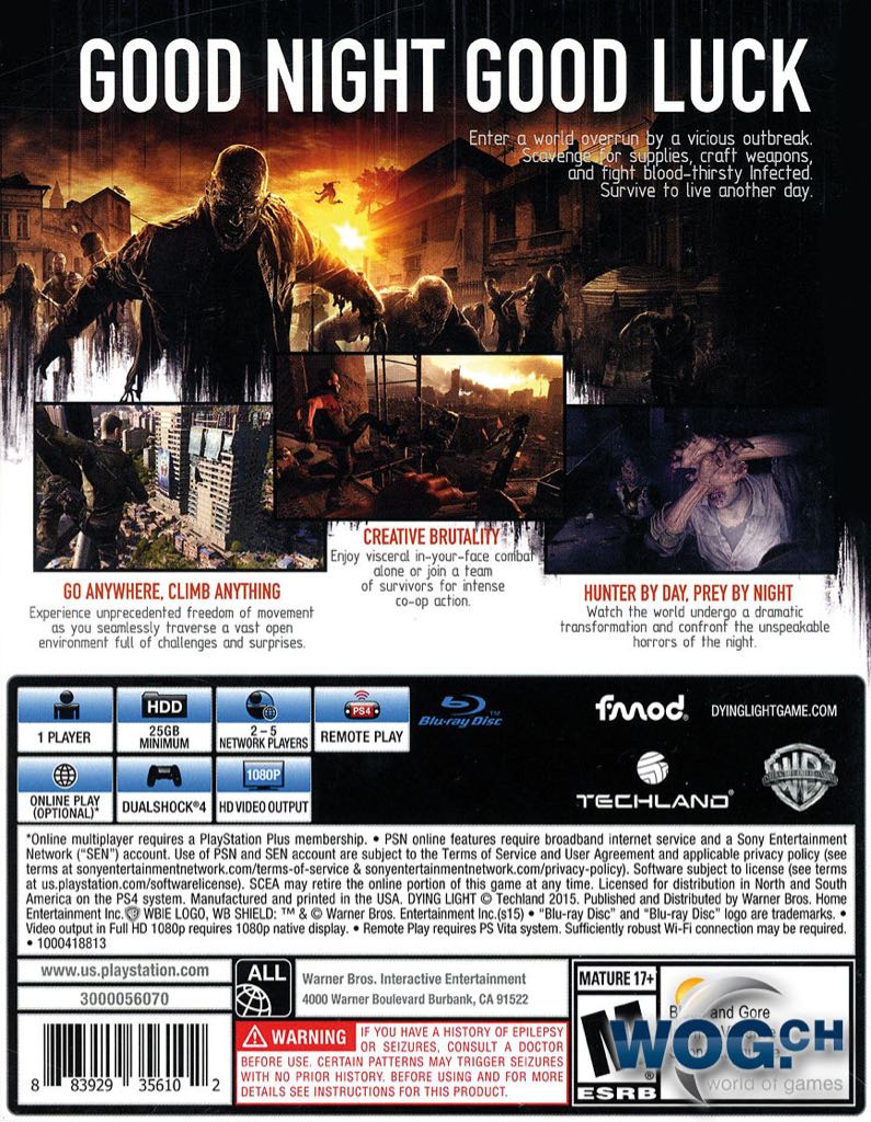 Dying Light - Sony PlayStation 4 (PS4) (WB Games - 1) video game collectible [Barcode 5051892144537] - Main Image 2