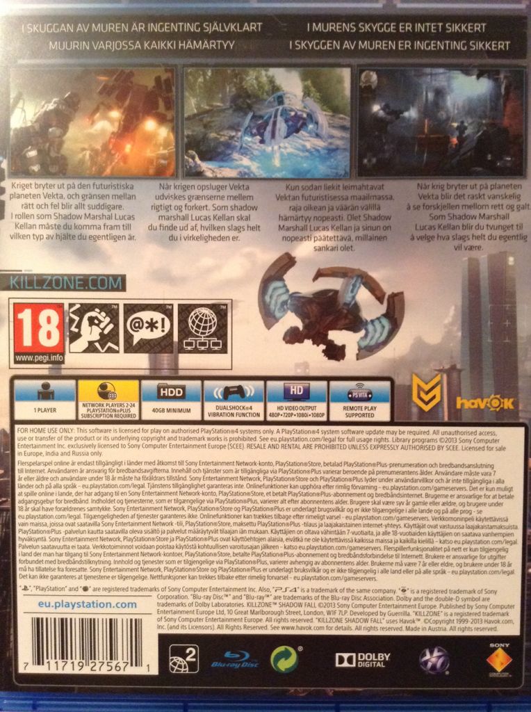 Killzone: Shadow Fall - Sony PlayStation 4 (PS4) (Sony Computer Entertainment - 1) video game collectible [Barcode 711719275671] - Main Image 2