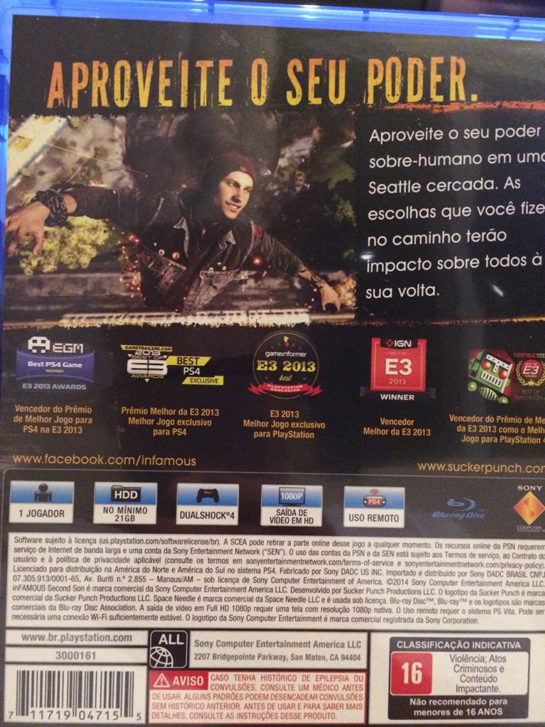 Infamous Second Son - Sony PlayStation 4 (PS4) (Sony Computer Entertainment - 1) video game collectible [Barcode 711719047155] - Main Image 2