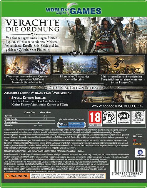 Assassins Creed IV: Black Flag - Microsoft Xbox One (Ubi Soft - 1) video game collectible [Barcode 008222538776] - Main Image 2